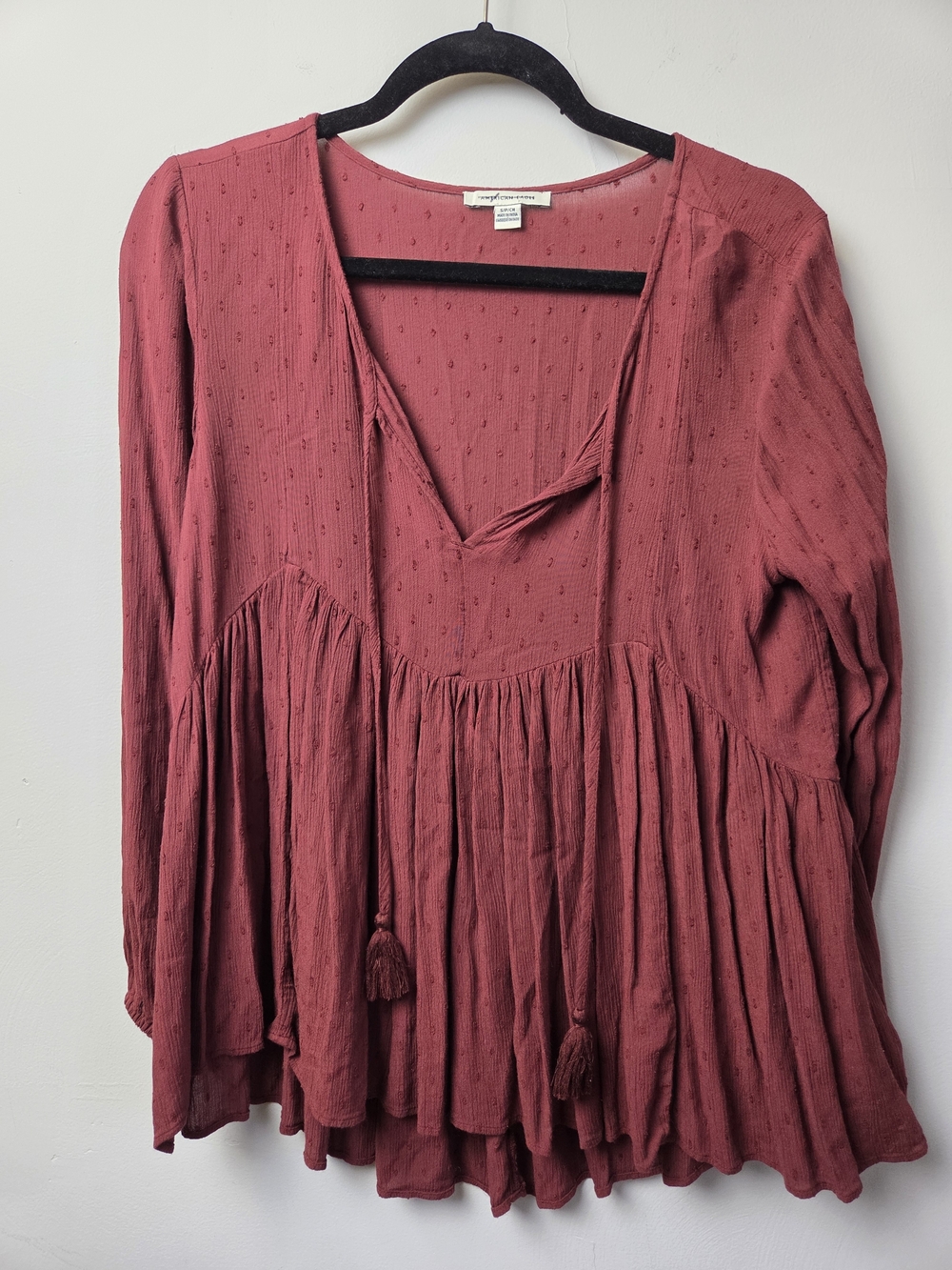American Eagle Outfitters Dusty Raspberry Peasant Tunic